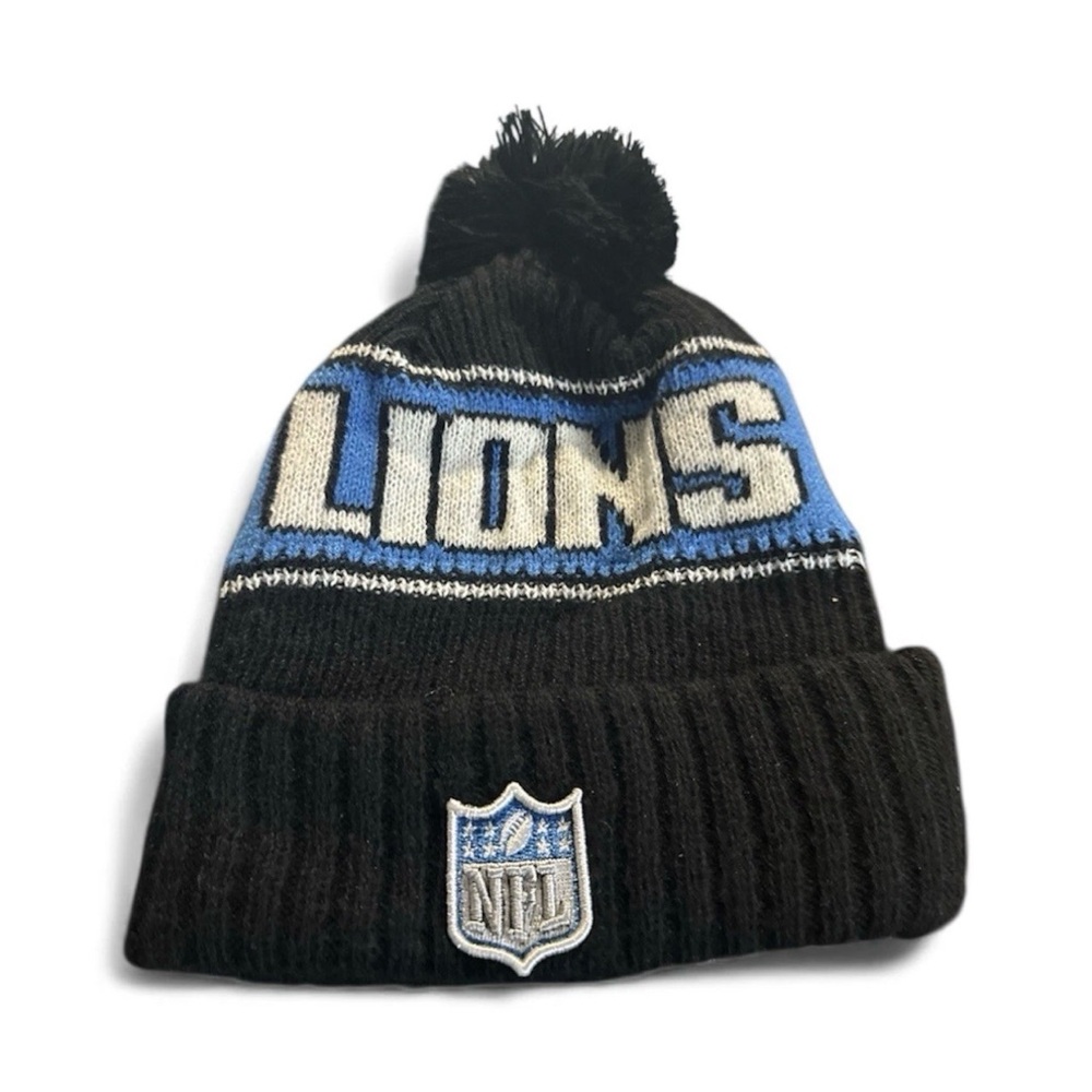 Detroit Lions New Era NFL Knit Pom Beanie Hat - Picture 2 of 2